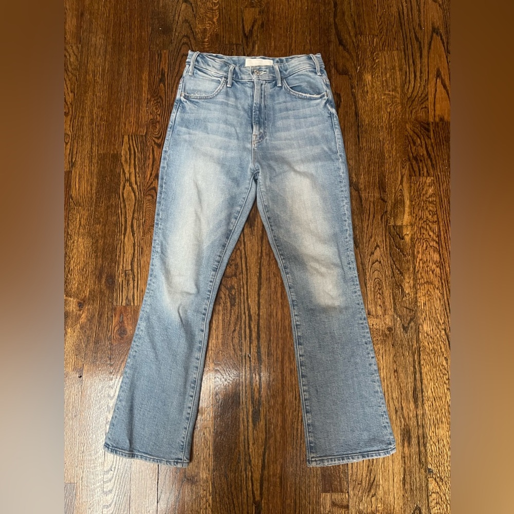 MOTHER light wash jeans with cropped flare
